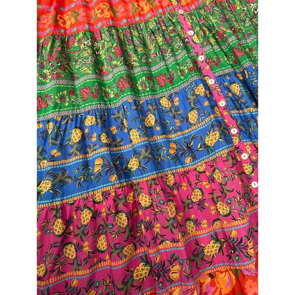 Farm Rio Mixed Boarder Print Button Front Maxi Dress Multicolor Size Large - Picture 7 of 12